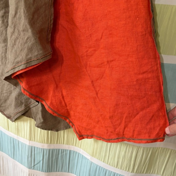 Xiao Linen Color-block Assymetric Skirt Tan & Orange Sz Small - Picture 5 of 8